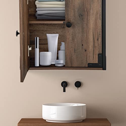 Landia Home Wall Mounted Cabinet, Wood, Brown