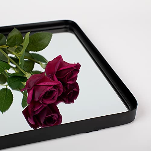 NOVA DECOR 41x51CM Bathroom Mirror for Wall, Rectangle Metal Mirror Black for Living Room, Bedroom & Entryway, Modern Style Mirror for Master Bat