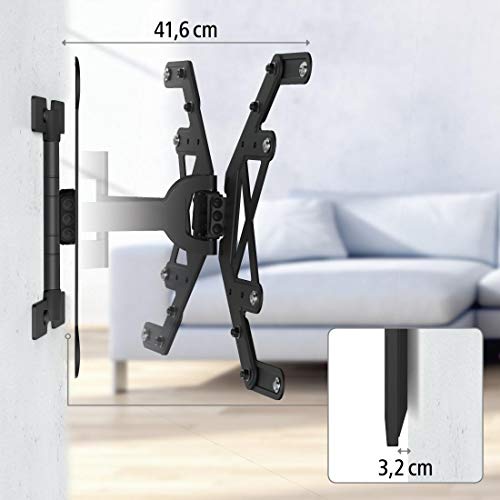 Hama 118064 Ultraslim TV wall bracket (tiltable, swivelling, fully mobile for televisions from 37 to 75 inches, incl. Fischer dowels, VESA up to