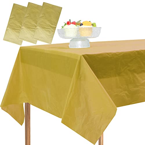 MLMOMVME 3Pcs Rose Gold Dot Table Cloth Plastic Rectangle 137 x 274cm Large Party Table Cover Picnic Baby Shower Birthday Weddings Indoor Outdoor