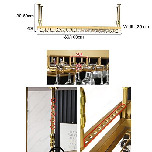 EYLINK Industrial Vintage Metal Wine Rack, Ceiling Mounted Hanging Wine Bottle Holder, Goblet Stemware Stand, For Bars Restaurants Kitchens, Big