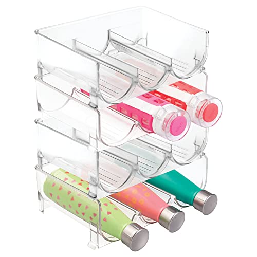 mDesign Stackable Water Bottle Holder - Refreshing Water Bottle Storage - 3 Bottles x 4 Racks for Water, Juice, Sodas, Et in Your Fridge, Pantry