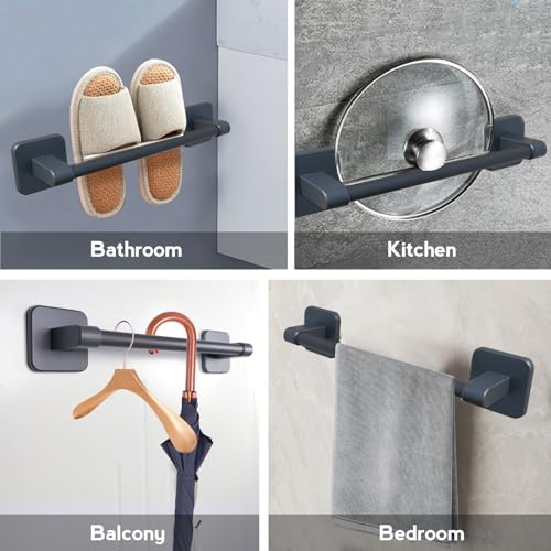 Self Adhesive Towel Rail - No Drilling Towel Holder for Bathroom & Kitchen - Easy Installation Bathroom Accessories Kit,Towel Bar Grey 40 cm