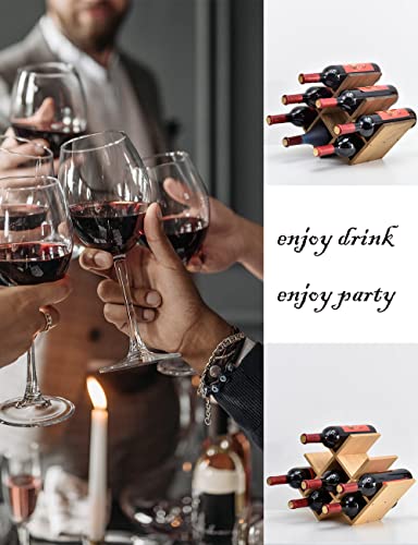 KIRIGEN 8-Bottle Countertop Wine Rack - Wine Bottle Holder for Bar Table/Wine Cabinet Free Standing - Wood 3-Tier Wine Display and Storage Shelve