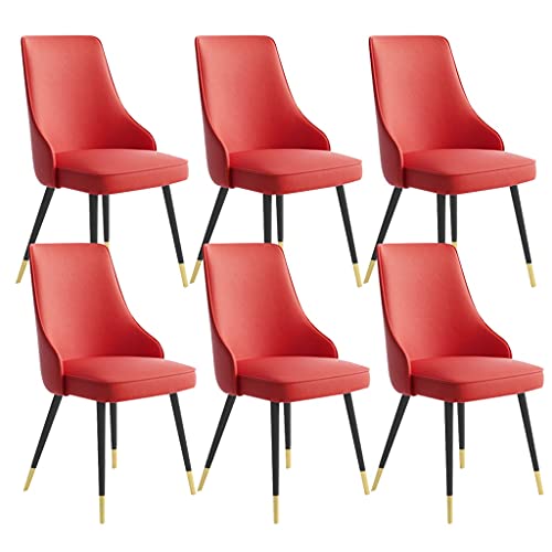 Kitchen Dining Room Furniture Chairs Dining Chairs Set Of 6 Living Room Side Chairs Water Proof PU Leather Kitchen Chairs with Metal Legs Kitchen
