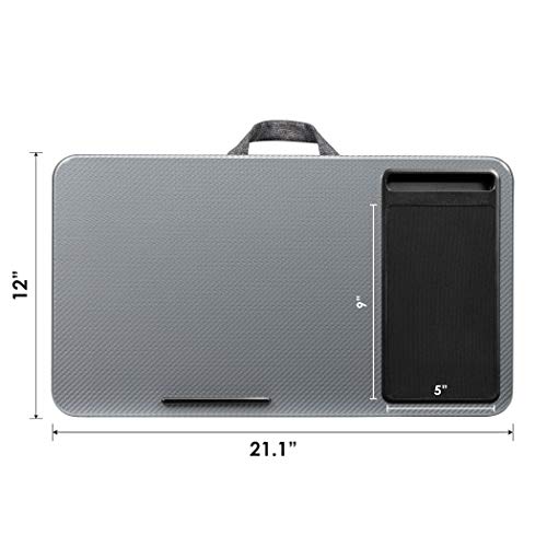 LAPGEAR Home Office Lap Desk with Device Ledge, Mouse Pad, and Phone Holder - Silver Carbon - Fits up to 15.6 Inch Laptops - Style No. 91585