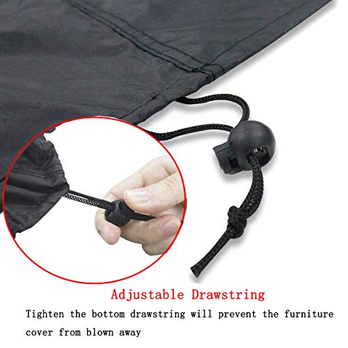 Fenghome Garden Furniture Cover, Waterproof Round Garden Table Cover for Outdoor Furniture Set Windproof Patio Table & Chair Set Cover with Draws