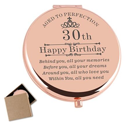 Cawnefil 30th Birthday Gifts for Women Rose Gold Compact Makeup Mirror Happy 30th Birthday Gift Ideas for Women 30th Birthday Present for Daughte