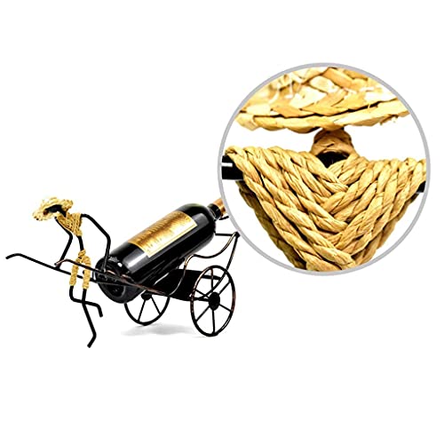 NEOCHY Wine Bottle Rack Standing Rickshaw Decoration Caddy Tabletop Wine Rack Single Bottle Home Gift Kitchen Gift Wine Rack