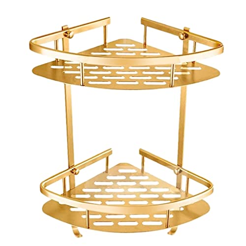 JJZXD Bathroom Gold Shelf Shower Wall Mounted Corner Basket Shampoo Storage Wall Bathroom Shelf
