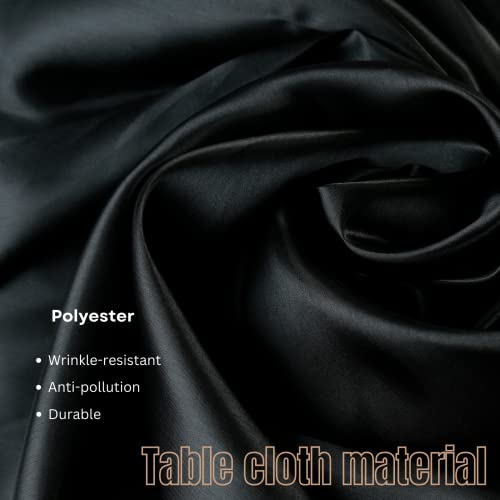 MLMOMVME Black Table Cloth Rectangle 145 x 255cm Large Party Polyester Table Cover Weddings Picnic Baby Shower Birthday Indoor Outdoor Tablecloth