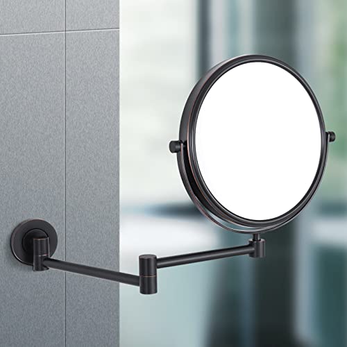 DOWRY Bathroom Extendable Mirror - 10x Wall Mounted Magnifying Mirror - Black Wall Mounted Makeup Mirror - Shaving Mirror Wall Mounted - 360 ° Ro