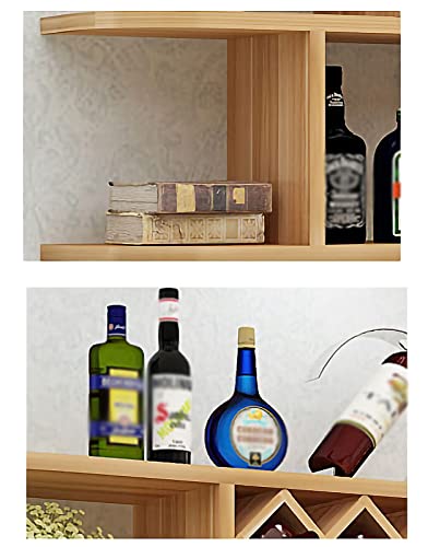 EYLINK Wall Mounted Wine Rack, Industrial Vintage Hanging Wine Shelf, Solid Wood Wine Rack with Stemware Glasses Holder, Multipurpose Storage Dis