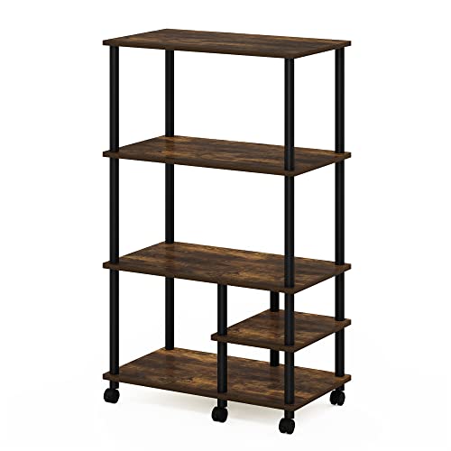 Furinno Turn-N-Tube 3-Tier Toolless Kitchen Storage Shelf, French Oak Grey/Black