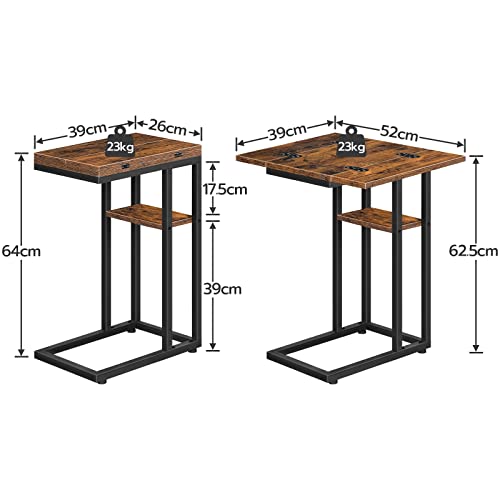 HOOBRO C Shaped Side Table, Foldable Sofa Side Table, Bedside Snack Table, Laptop Holder Table for Sofa, Small Spaces, Small Coffee Table, Living