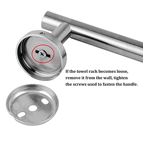 EXLECO 5PCS Towel Rack 41cm Towel Rails Wall Mounted Rack for Bathrooms Stainless Steel Long Round Bathroom Accessory, Screws Mounting Polished F