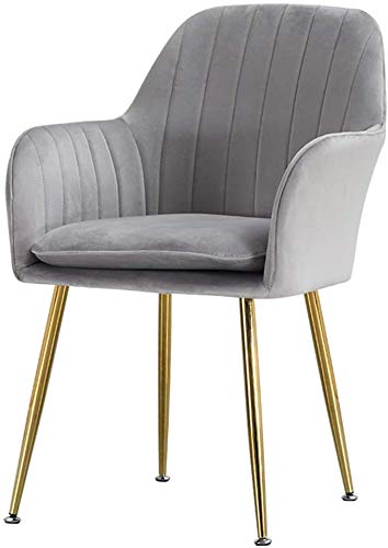 Velvet Dining Chairs Metal Legs Ergonomically Designed Armchair Flannelette Upholstered Lounge Sofa Chair for Leisure/Office/Reception/Living Roo