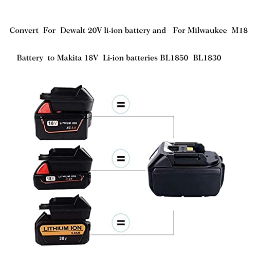 DM18M Battery Adapter Compatible with Makita 18V Li-Ion Battery, Battery Power Tools Adaptor Convert Compatible with Dewalt 18V 20V XR for Milwau