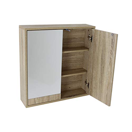House & Homestyle Double Mirrored Door Cabinet, Brown, 60H x 60W x 15D