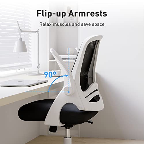 Hbada Office Chair Desk Chair Flip-up Armrest Ergonomic Task Chair Compact 120° Locking 360° Rotation Seat Surface Lift Reinforced Nylon Resin Ba
