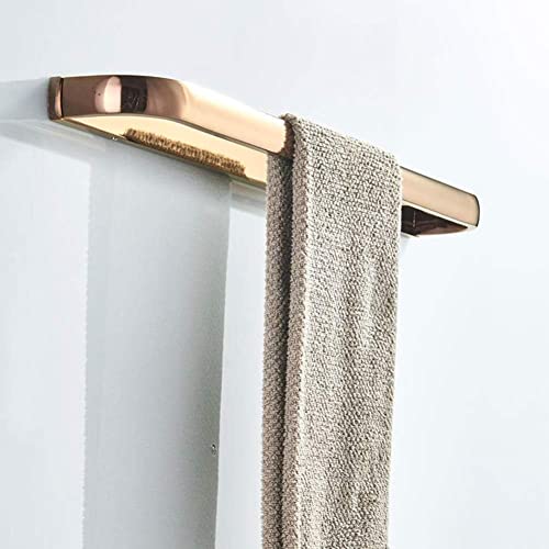 XHALERY Towel Rack Rose Gold Wall-mounted Towel Shelf Hanging Towel Rack Organizer 57CM Brass Towel Rail, For Bathroom Kitchen Toilet