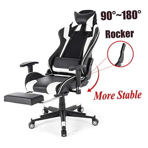 Homoyoyo Racing Gaming Chair 180 Degree Seat Angle Adjustment Racing Chair Angel Adjuster Gaming Chair Adjustable Armrest Racing Seat Back Angle