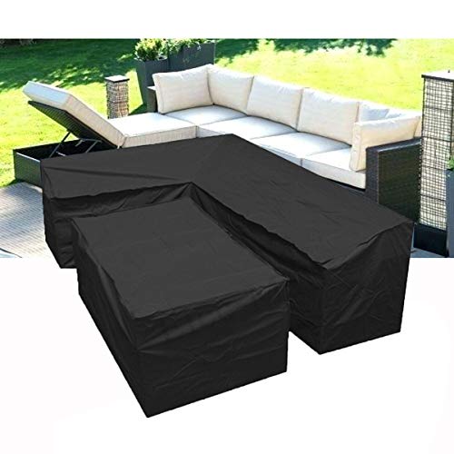 L Shaped Garden Furniture Covers - Protective Cover for Corner Sofa with Durable Hem Cord, 210D L Shaped Outdoor Sofa Cover L Shaped Patio Couch