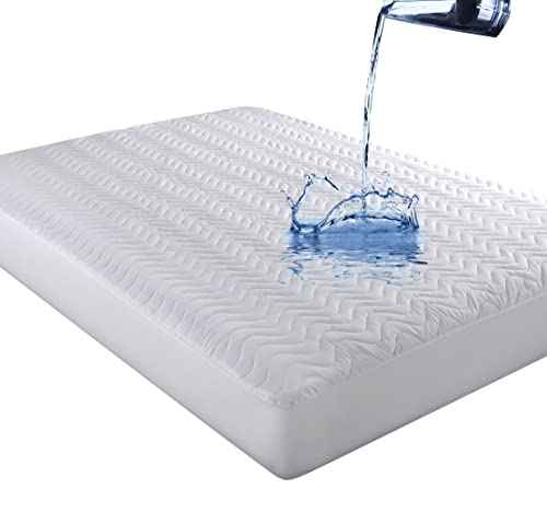 Homy Textiles 100% Waterproof Mattress Protector - Water Resistant - Small Double Mattress Quilted Cover - Elastic Border Deep Fitted All Around
