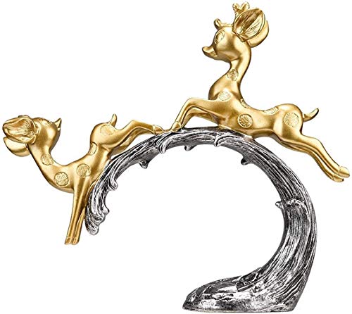 HUANGXING - Modern Creative Couple Deer Craft Decoration Home Living Room Room Wine Cabinet Entrance Deer Statue Home Office Decor Animal Wedding