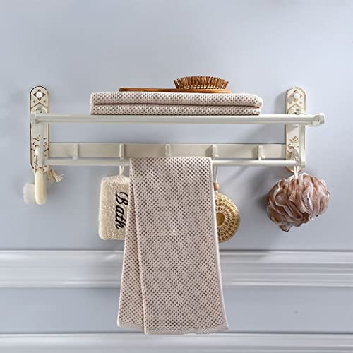 HIGOH Towel Racks, Bathroom Towel Rack Wall Mounted Towel Holder,Carved Folding Bath Towel Rack,Space Aluminum European Towel Bar,European Bathro