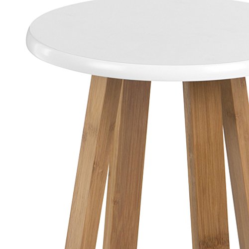 Premier Housewares Bamboo Kitchen Stool Wooden Bar Stool Round Kitchen Stools Bar Stools Bar Stool Stool Chair Wooden Stool White 43H x 30W x 30D