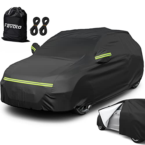 Favoto Waterproof Car Cover Outdoor Sedan Cover Universal Fit 177-194 Inch Right Side Zipper Design Sun Protection Waterproof Windproof Dustproof