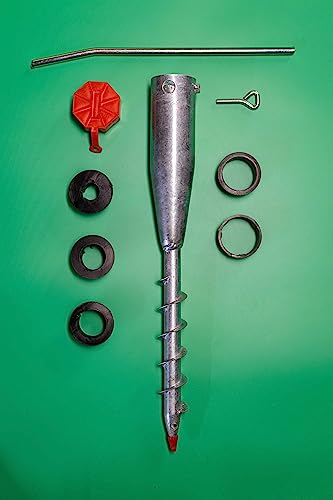 Garden Mile Ground Screw Large 55mm Heavy Duty Screw In Metal Ground Soil Spike Rotary Airer Parasol Stand Washing Line Socket Garden