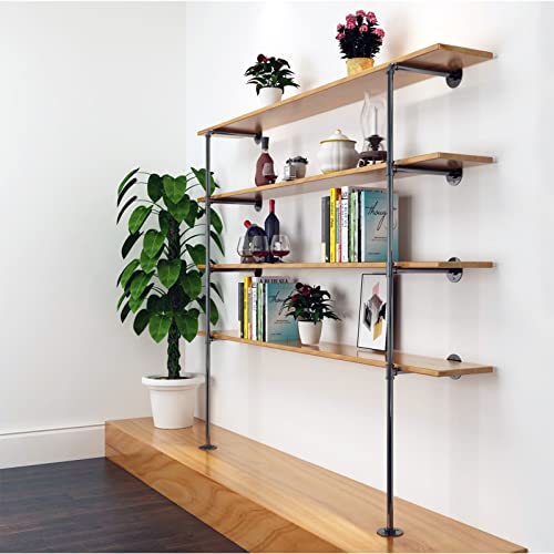 KEppd Wine Rack Wrought Iron Pipe Rack European Style Wall Hanging Wine Rack Ceiling Shelf 4 Layers Easy To Install DIY Kitchen Living Room Bar S