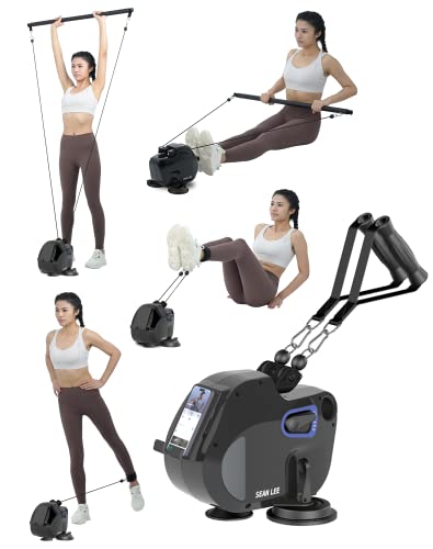 Mini Home Gym Strength Training Equipment - Adjustable Resistance Bands（39-68lbs） - Base Secures Gym Bar and Handles - Space Saver - Gym & Home E