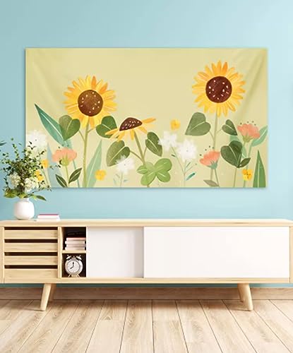 Qvo Sunflower Picture TV Cover Wall Hanging/Curved Screen/LCD TV Dust Cover 32/55/85in Living Room And Bedroom Decoration,Home Accessories(Size:5