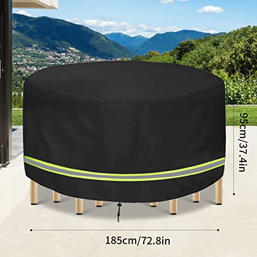 Hoypeyfiy Patio Furniture Covers Waterproof - 420D Heavy Duty Fabric Round Garden Table Furniture Covers Fit for Outdoor Dining Table Cover and P