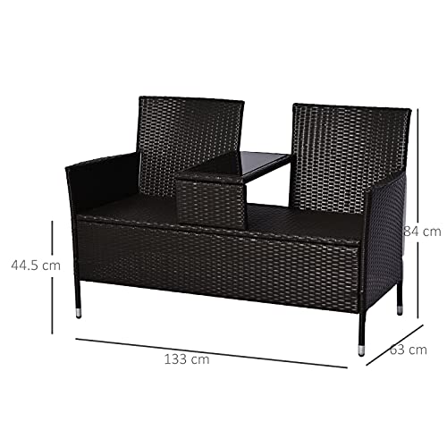 EIVD 2-Piece Patio Bistro Set, Outdoor Black Wicker Chairs, Patio Furniture Set With Glass Table
