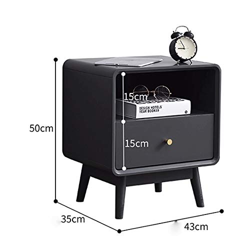 N/A All solid wood bedside table bedroom Nordic home wood simple bedside storage cabinet white