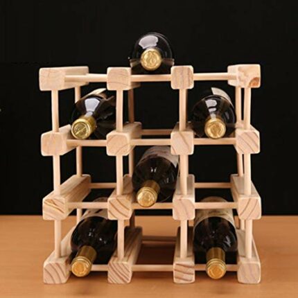 3-Tier Stackable Wine Rack-Foldable Wooden Countertop Cabinet Wine Holder Storage Stand Cellar-Free Standing-Perfect for Bar, Wine Cellar, Baseme