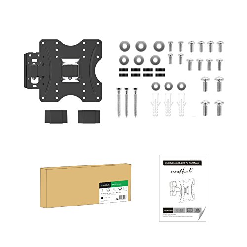 PureMounts PM-FM10-200 Wall Mount for TV Devices with Dimensions 58-107 cm (23-42 inches), Tilt: -10° to 3°, Swivel Mounted, Max. Weight Supporte