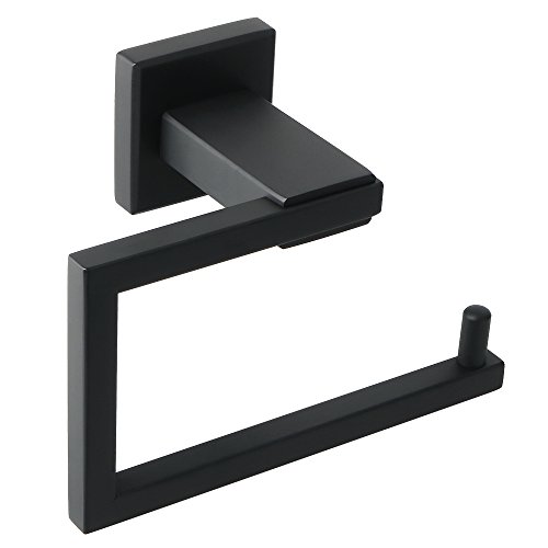 Sayayo Black Towel Rail Hand Towel Holder Towel Ring Wall Mounted for Bathroom Kitchen, SUS304 Stainless Steel Modern Square Design, EGK8009-B