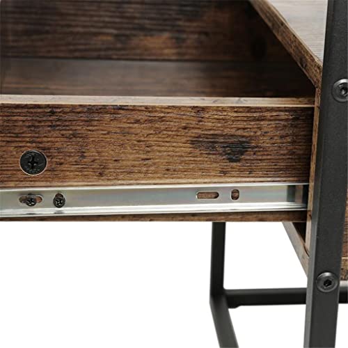 JJZXD Bedside Table Industrial Style Glass Metal Cabinet Bedroom Locker Nightstands Versatile Coffee Table Bedroom Furniture