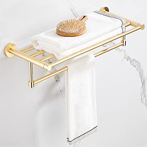 HIGOH Towel Racks,Bathroom Towel Rack Wall Mounted Towel Holder,Light Brushed Bathroom Towel Rack,All Copper Bathroom Simple and Firm Towel Shelf