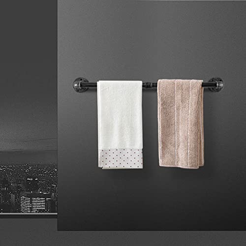 LINKPIPES Pipe Towel Bar Wall Mounted Industrial Towel Rack Holder Rustic Heavy Duty Bathroom Hardware(24 inch,Black Gray)