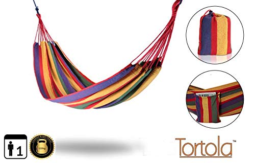 Tortola Rainbow Outdoor Garden Hammock with Side Bag Attached