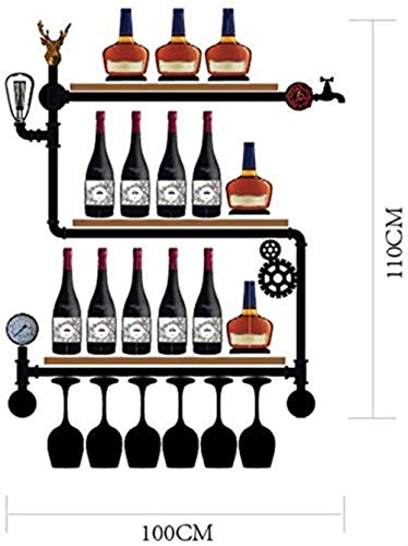 NEOCHY Wine Rack Modern Wall-Mounted Living Room Kitchen Bar Decoration Retro Decoration Bar Hanging Wine Bottle Storage Rack