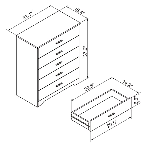 Panana Dresser for Bedroom with 5/6 Drawers, Wooden Chest of Drawers, Storage Organizer Unit Dressers for Bedroom, Living Room, Hallway, Nursery