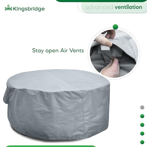 Kingsbridge Round Garden Patio Table Cover (150cm) Waterproof Anti UV Heavy Duty 600D Fabric Double Stitching Breathable 150 x 69cm Outdoor Furni