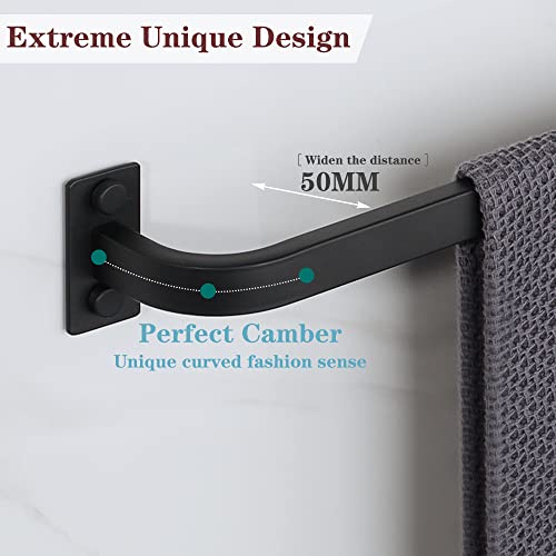 Mooche Towel Rail Wall Mounted Towel Holder 40CM Hand Towel Holder for Bathroom Kitchen, SUS304 Stainless Steel Matte Black, GJF2201-400-B
